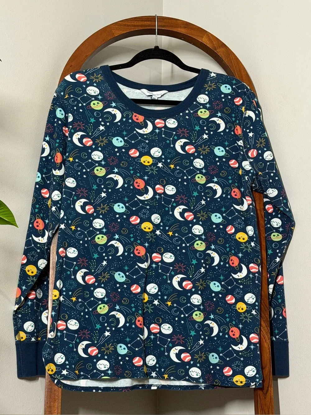 The Company Store XXL Blue Organic Cotton Space Long Sleeve Pajama Set